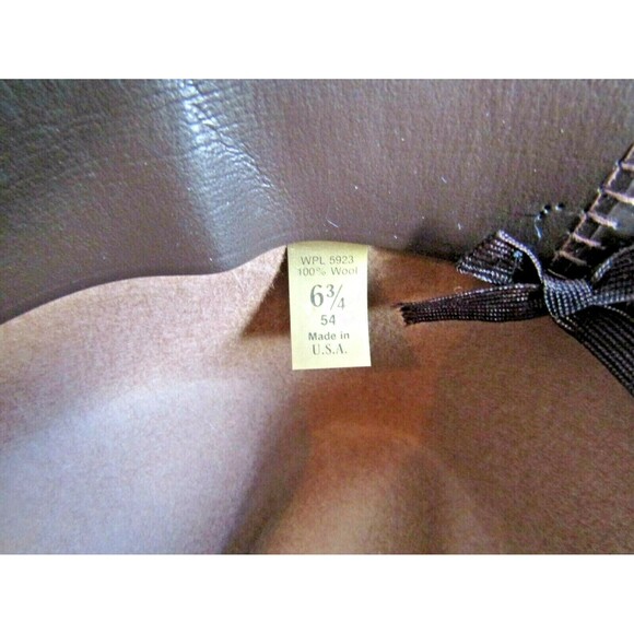 Vtg Brown Wool Nancy Hughes Hat Co Hat Satin Ribbon Bow Roses Lazer Cut 6 3/4 main image 5